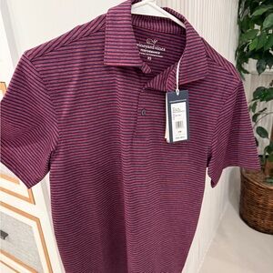 Vineyard Vines Striped Polo - Red and Navy